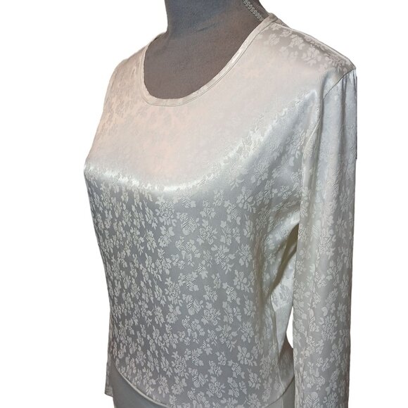 Worthington Ivory Floral Bodysuit Womens Size Medium Romantic Coquette Corpcore - Picture 3 of 9